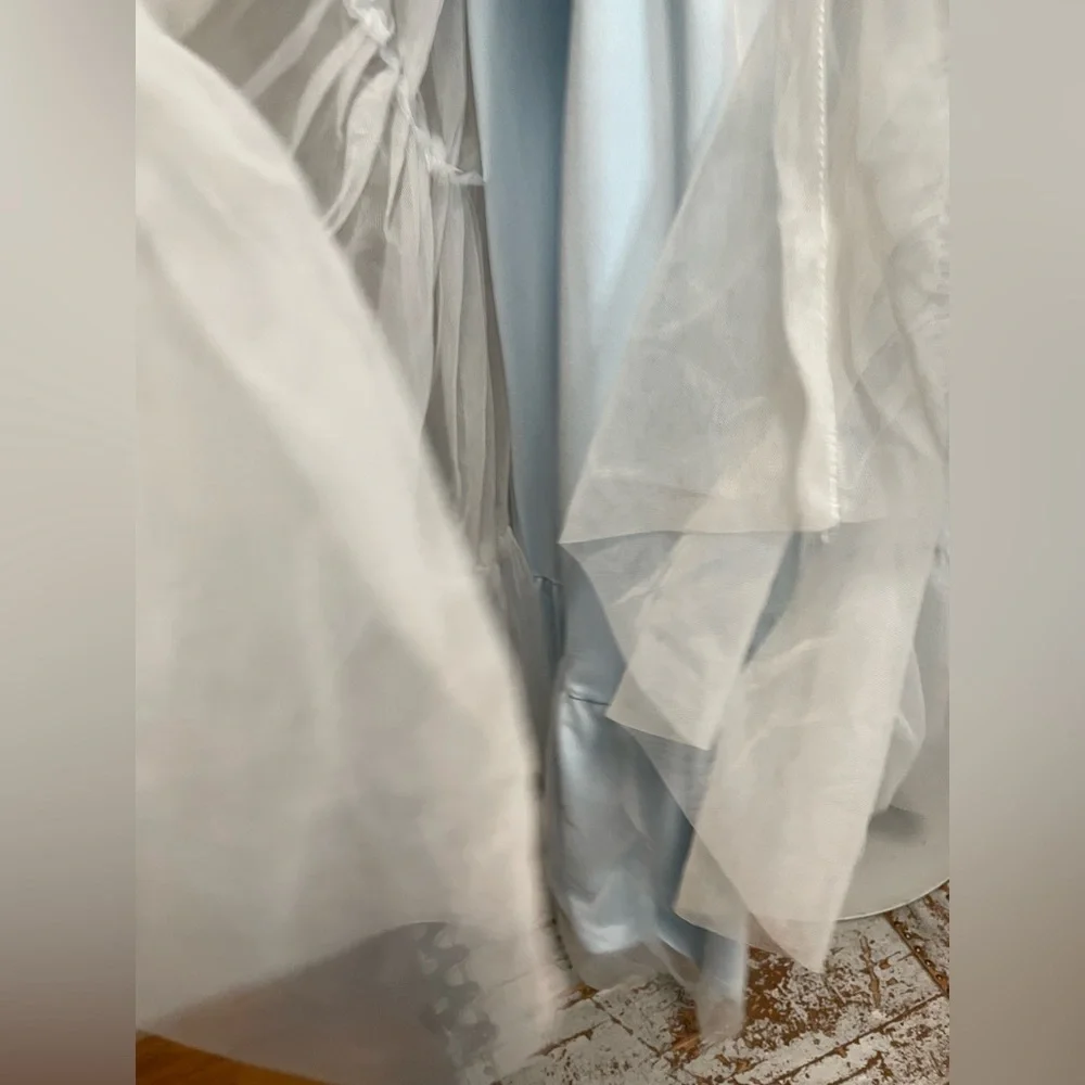 Mable Fiori Light Blue Tulle Tiered Maxi Dress - Picture 9 of 10